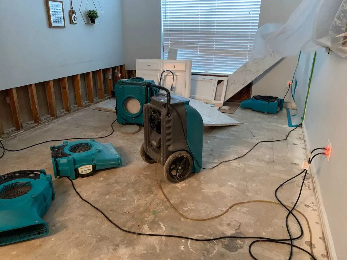 Dehumidifier in flood-cut room for Water Extraction & Removal in Carolina Beach