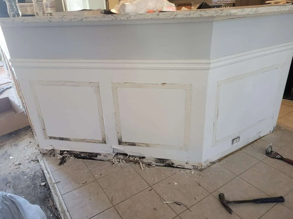 Water damage and mold on kitchen during Mold Inspection & Testing in Carolina Beach
